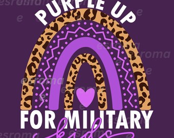 Purple Up for Military Kids Rainbow Svg Png, Military Child Month Svg Png, Proud Military Child Png