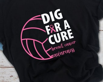 Breast Cancer Awareness Volleyball SVG PNG, Dig For A Cure (Digital Download)