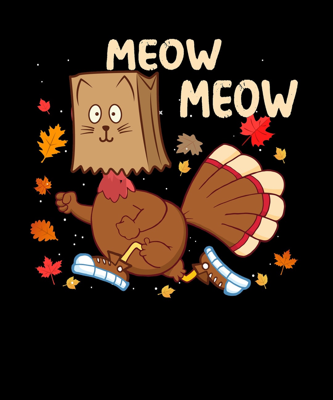Fake Cat Meow Thanksgiving Turkey Svg Png, Thanksgiving Turkey Fake Cat