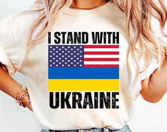 I Stand With Ukraine Svg Png, Support Ukraine Gift,  Ukrainian Flag T-Shirt png