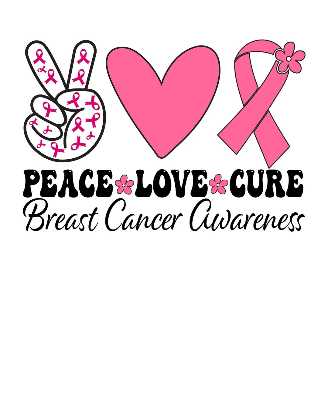 Peace Love Cure Breast Cancer Awareness Svg Png Warrior Pink - Etsy