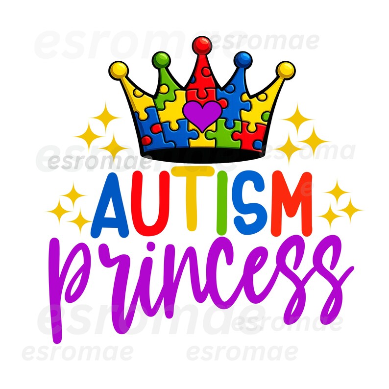 Autism Awareness Princess Puzzle Crown Girl PNG, Autistic Awareness ...
