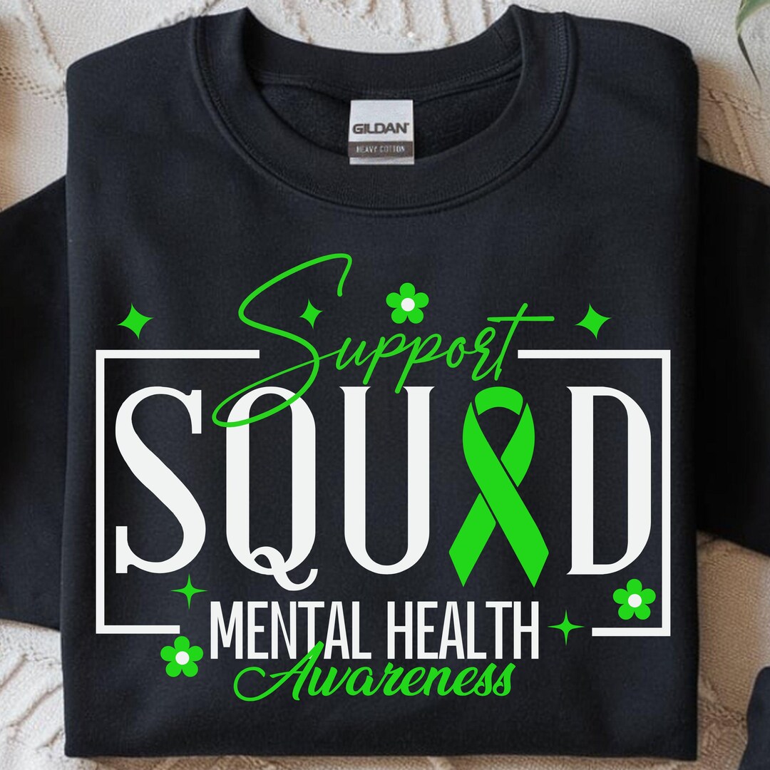 Mental Health Awareness Svg Png, Support Squad Green Ribbon T-shirt Png ...