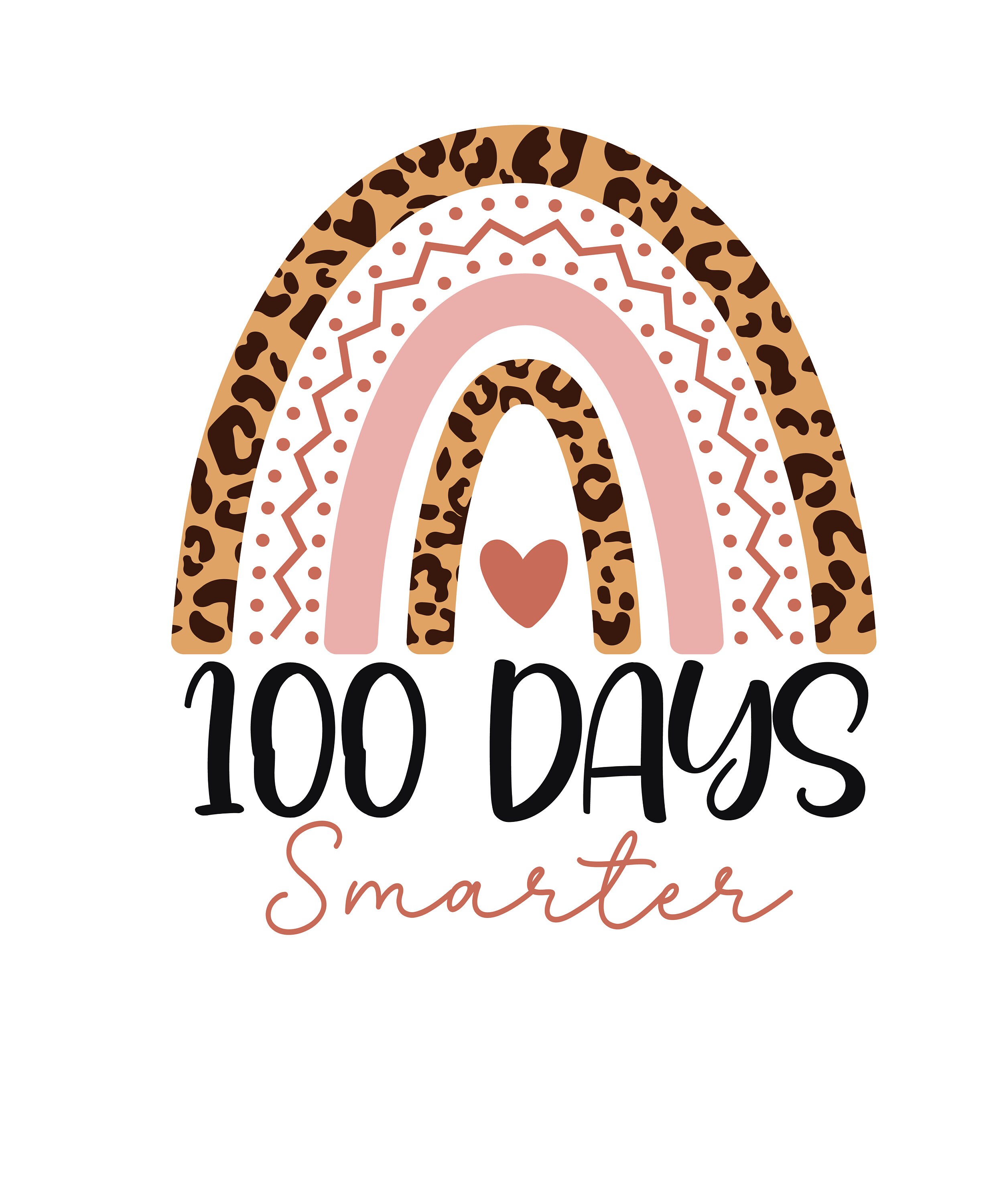 Cute 100th Day of School Svg, 100 Days Smarter Leopard Rainbow Png - Etsy