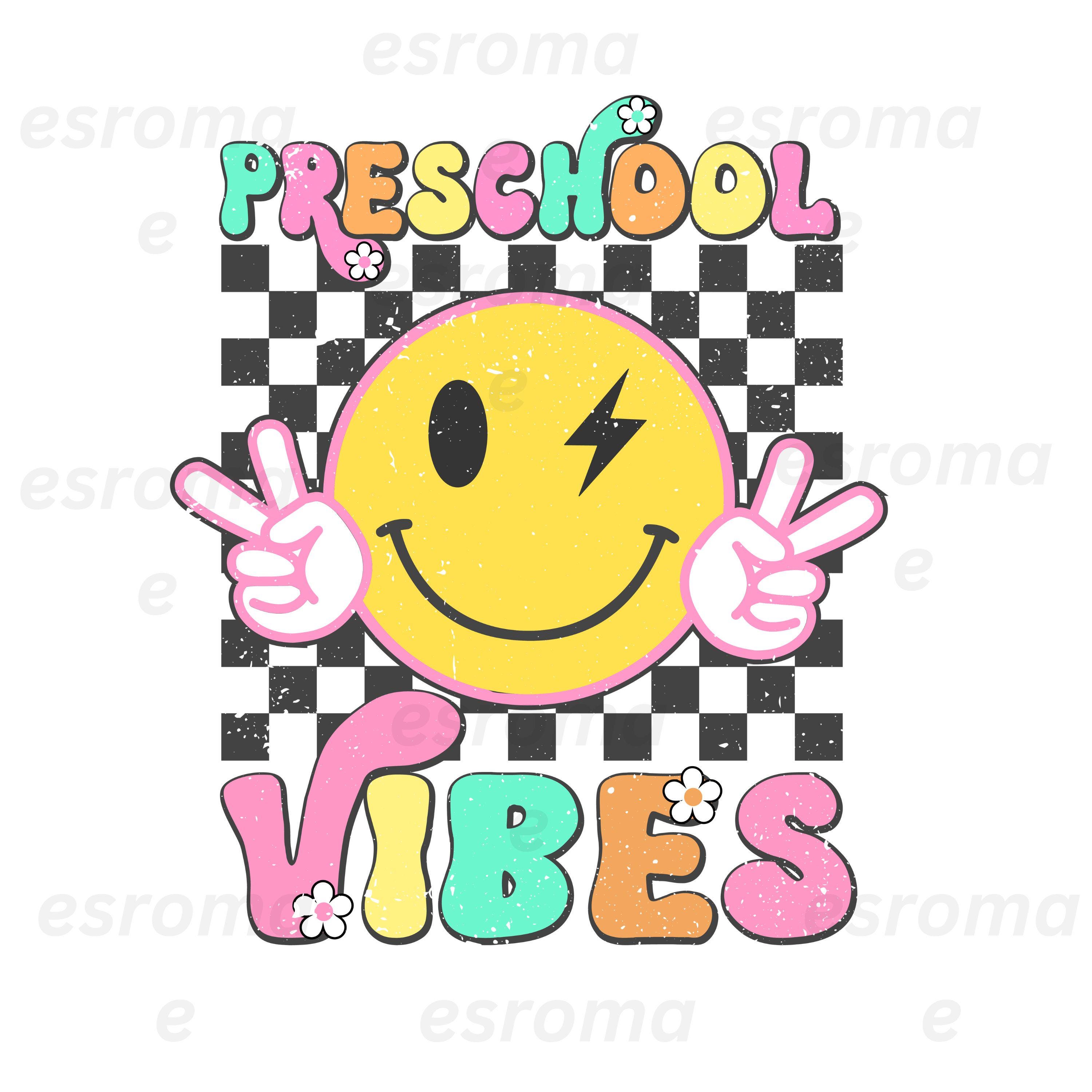 Preschool Vibes Smile Face Svg Png, Back to School Pre-k PNG