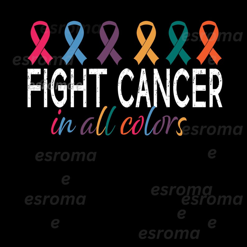 Fight Cancer in All Colors SVG PNG, Multicolored Ribbon , Cancer ...