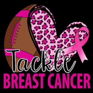 Tackle Breact Cancer PNG, Football Pink Ribbon Breast Cancer Awareness PNG, Leopard Heart Football Cancer