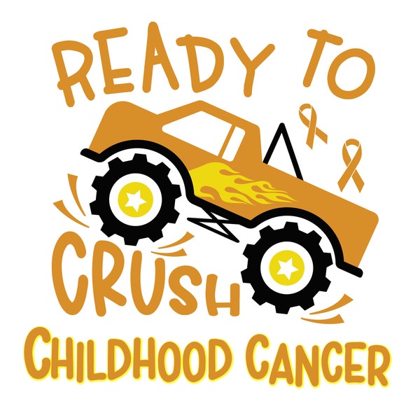 Crush Childhood Cancer Awareness Monster Truck Png, Gold Ribbon, In September We Wear Gold Cancer Kids Png