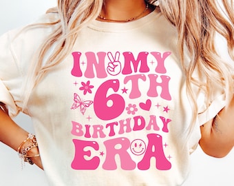 In My 6th Birthday Era Svg Png, Happy Birthday  Groovy Retro Svg, birthday party. 6 Years Birthday Svg, Birthday gift