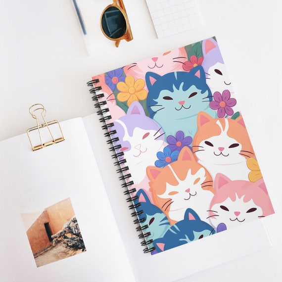 Carnet à Spirales Motif Chat Mignon - 118 Pages - Idéal Pour Les