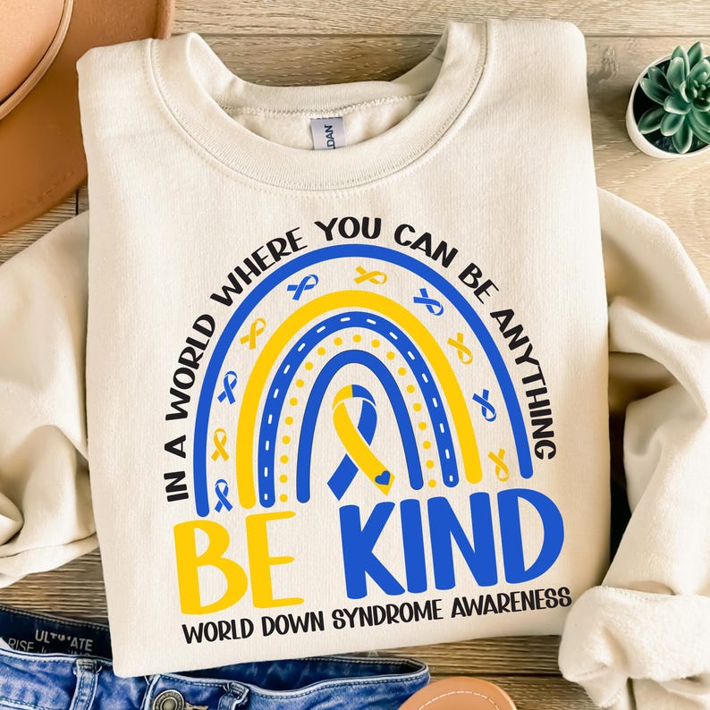 Down Syndrome Awareness Be Kind Blue Svg Png, World Down Syndrome Day ...