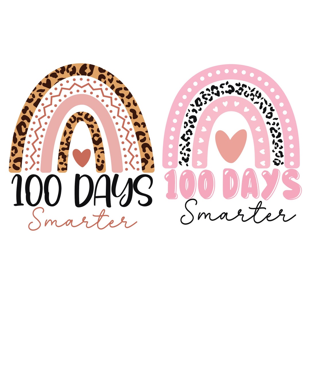 Cute 100th Day of School Svg, 100 Days Smarter Leopard Rainbow Png - Etsy