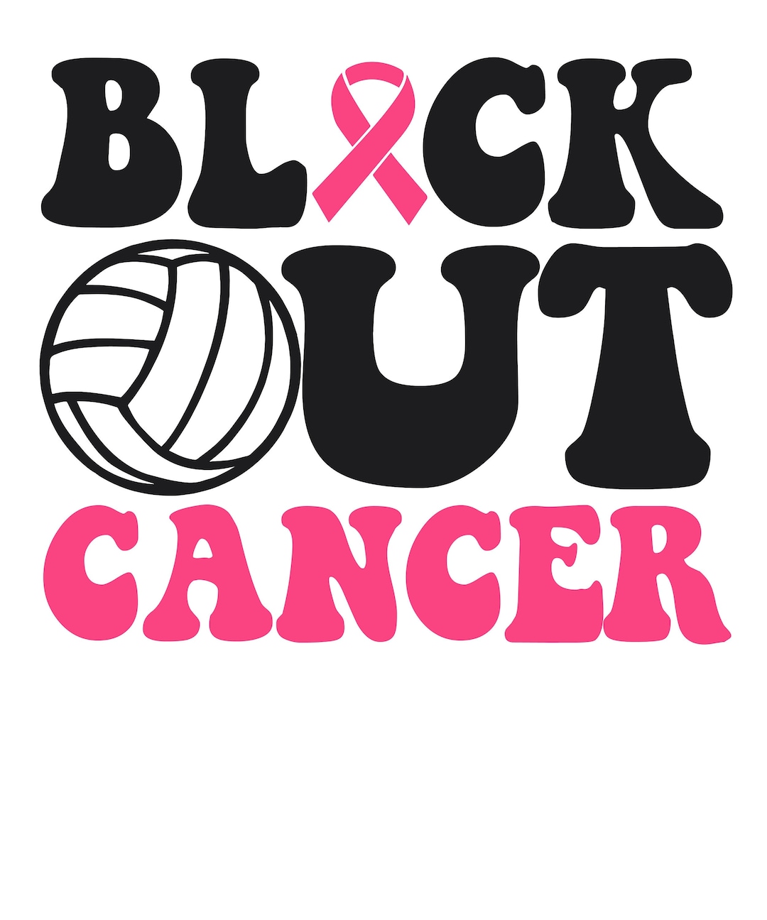 Volleyball Breast Cancer Awareness Svg Png, Block Out Cancer Png, in