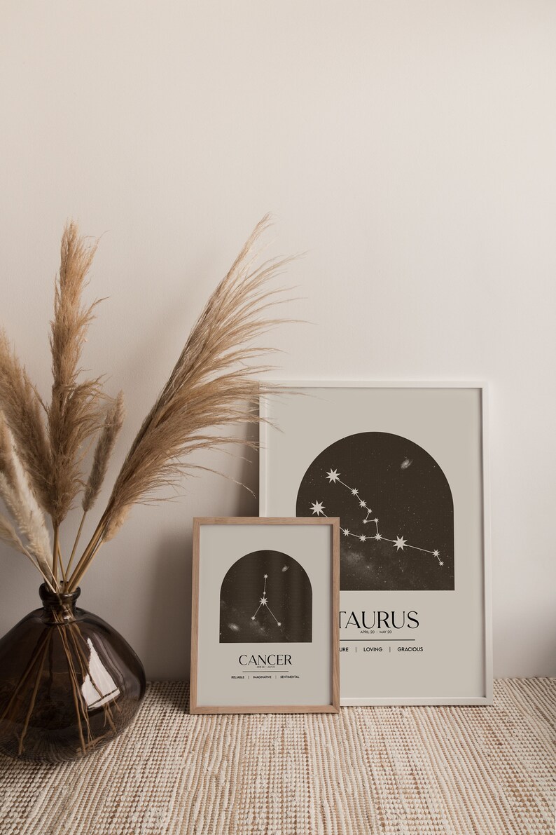 Taurus Wall Art Zodiac Sign Printable Horoscope Decoration Etsy