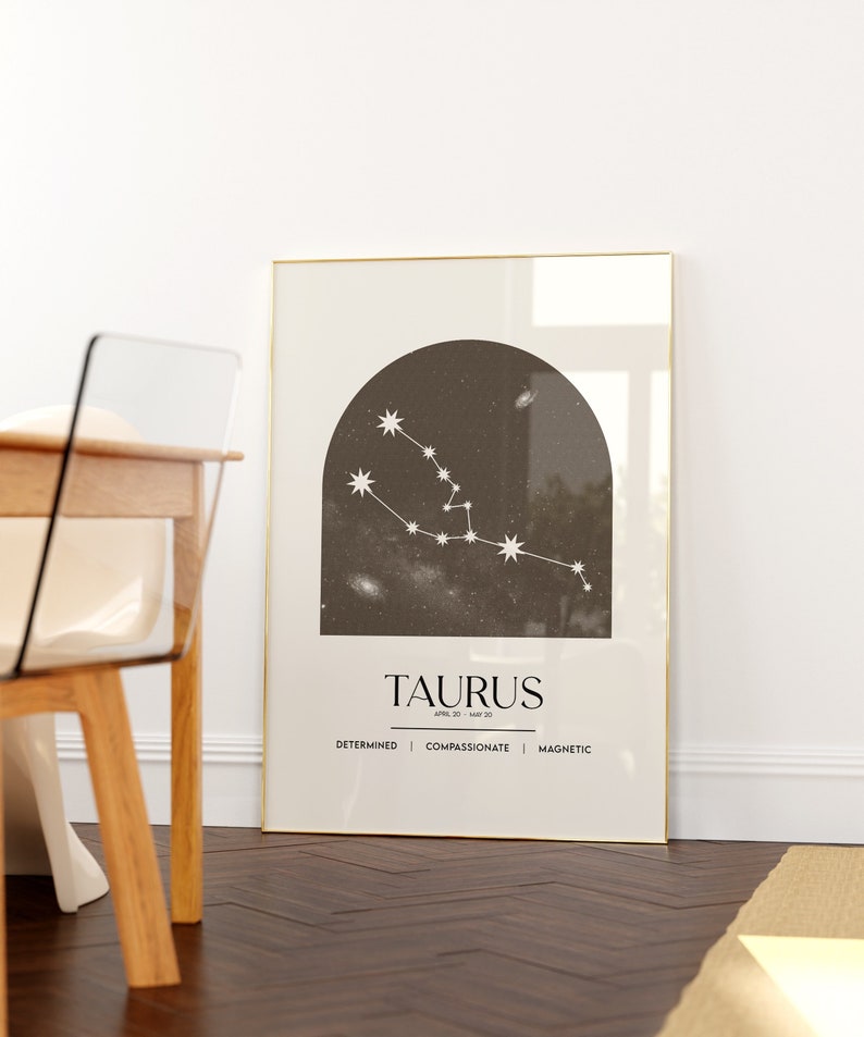 Taurus Wall Art Zodiac Sign Printable Horoscope Decoration Etsy