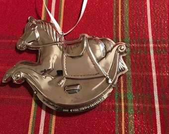 1986 Kirk Stieff ROCKING HORSE Silverplate Ornament