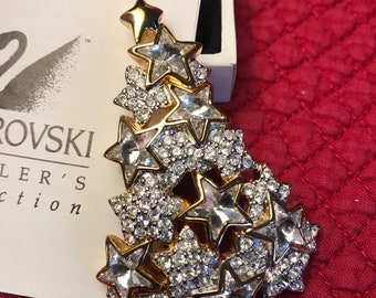 Swarovski Vintage 1996 Star Christmas Tree Brooch - Ltd Edition with Box