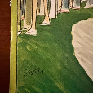 May include: Illustration of a group of people, with a focus on their legs and feet. The artwork features a green background and a white area. The artist's signature, "Saxon", is visible in the lower left corner.