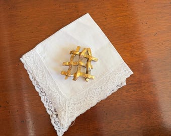 Vintage Alternance Paris Gold‑Tone Abstract Brooch • French Designer Pin • Textured Interwoven Statement Jewelry