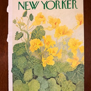 Peut inclure: Couverture du magazine The New Yorker du 14 ao&ucirc;t 1971, avec une illustration de fleurs jaunes et de feuilles vertes. Le titre du magazine est en vert, avec le prix de 50 cents.