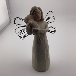Willow Tree Angel of Friendship Angel Puppy Collectible Vintage 1999 Knick Knack Inspirational Spiritual Gift Giving