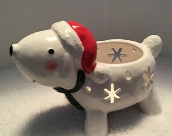 Christmas Yankee Candle Votive Holder Snowman Dog Christmas Decor Yankee Candles votives