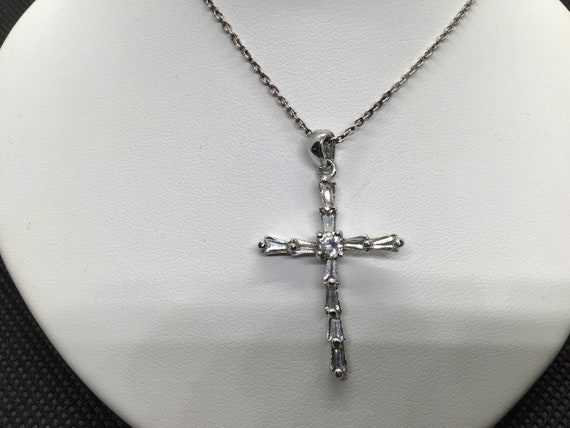 Sterling Silver Cross and Chain, Vintage early 20… - image 4