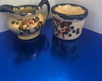 Azucarero y jarro de leche en miniatura de Alpine Pottery Roseville