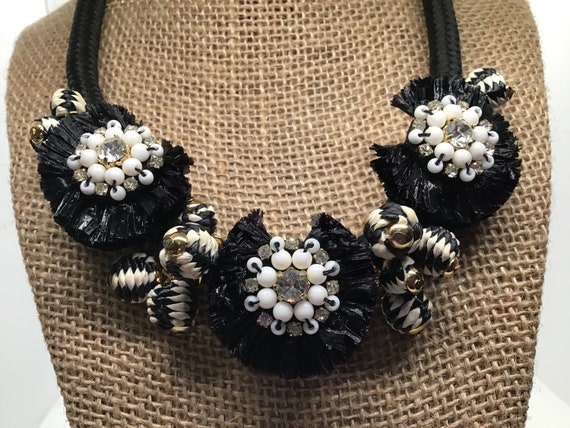 Statement Necklace Chunky Black and White 16-18” … - image 2