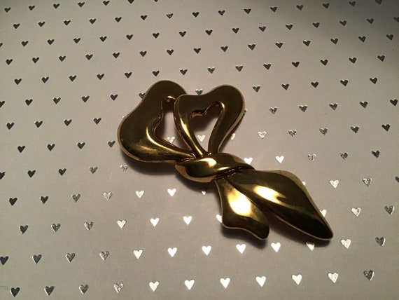 Large Monet Double Heart Brooch - image 8