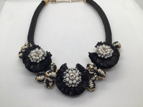Statement Necklace Chunky Black and White 16-18” … - image 3