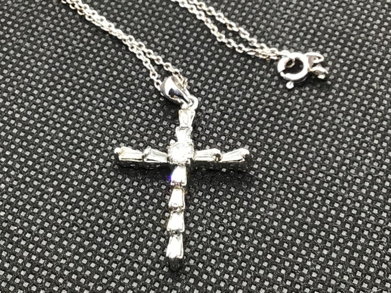 Sterling Silver Cross and Chain, Vintage early 20… - image 2