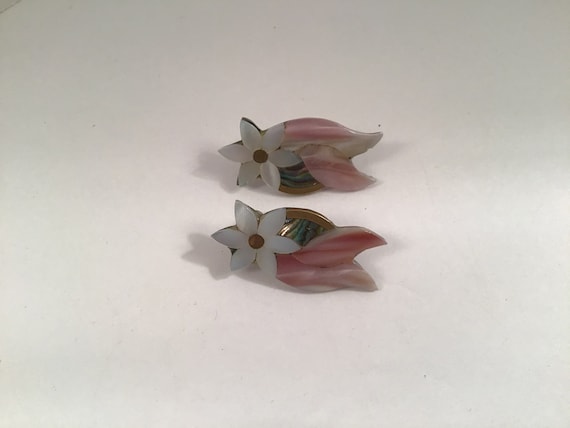 Artisan made vintage Inlayed enamel earrings - image 1