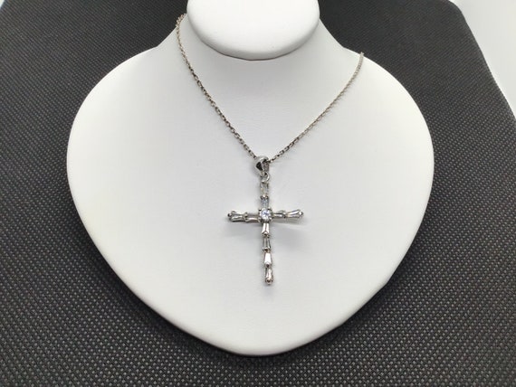Sterling Silver Cross and Chain, Vintage early 20… - image 1