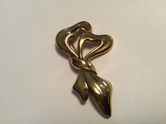 Large Monet Double Heart Brooch - image 3