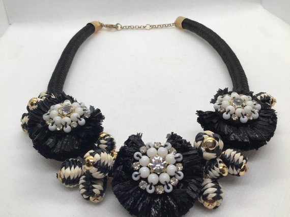 Statement Necklace Chunky Black and White 16-18” … - image 4