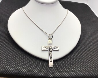 Sterling Silver, Cross, Marked and Tested, 16”, Diamond Cut Cross, Religious, Spiritual, Gifting