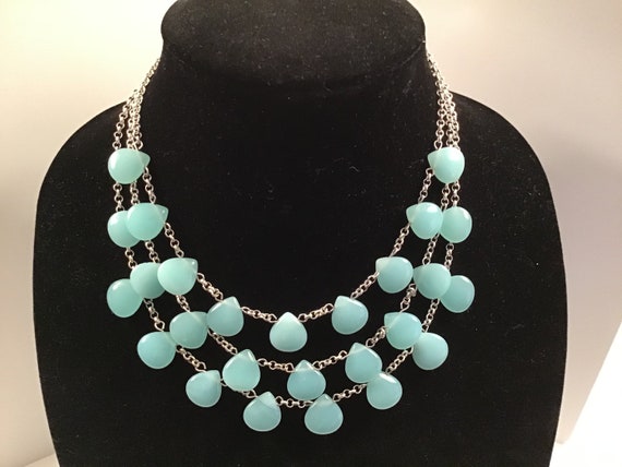 3 tiered statement necklace Bold Necklace Silver … - image 1