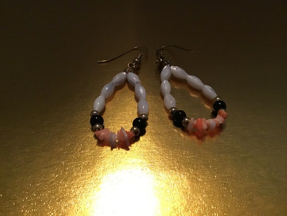 Pearls coral and black glass beads 3 Pieces Vinta… - image 4