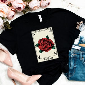 Camiseta La Rosa, Lotería Borracho, Ropa Latina, Camiseta México, Latina Casual, Carta Mexicana, Carta del Tarot, Camiseta Hip Hop Urbana, Tarot Latina Rosa