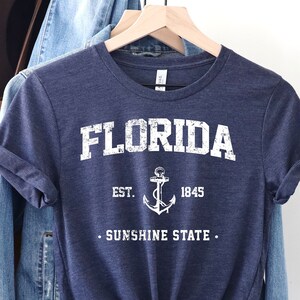 Camiseta de Florida, Camisetas de Florida, Mapa del Estado de Florida, Regalos para viajar a Florida, Ropa de Florida, Camiseta de viaje de Florida