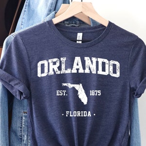 Camiseta de Orlando, Florida, Camisetas de Florida, Mapa del Estado de Florida, Regalos para viajeros de Florida, Ropa de Florida, Camiseta de viaje de Florida
