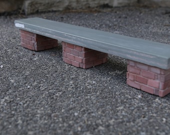 Freestyle Fingerboard Obstacles - Handmade Ramp: City Bench- Realistic Brick Ledge