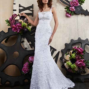 Wedding Dress Sample Sale White wedding dress Mermaid Bridal Gown Vintage Lace Romantic Style Wedding