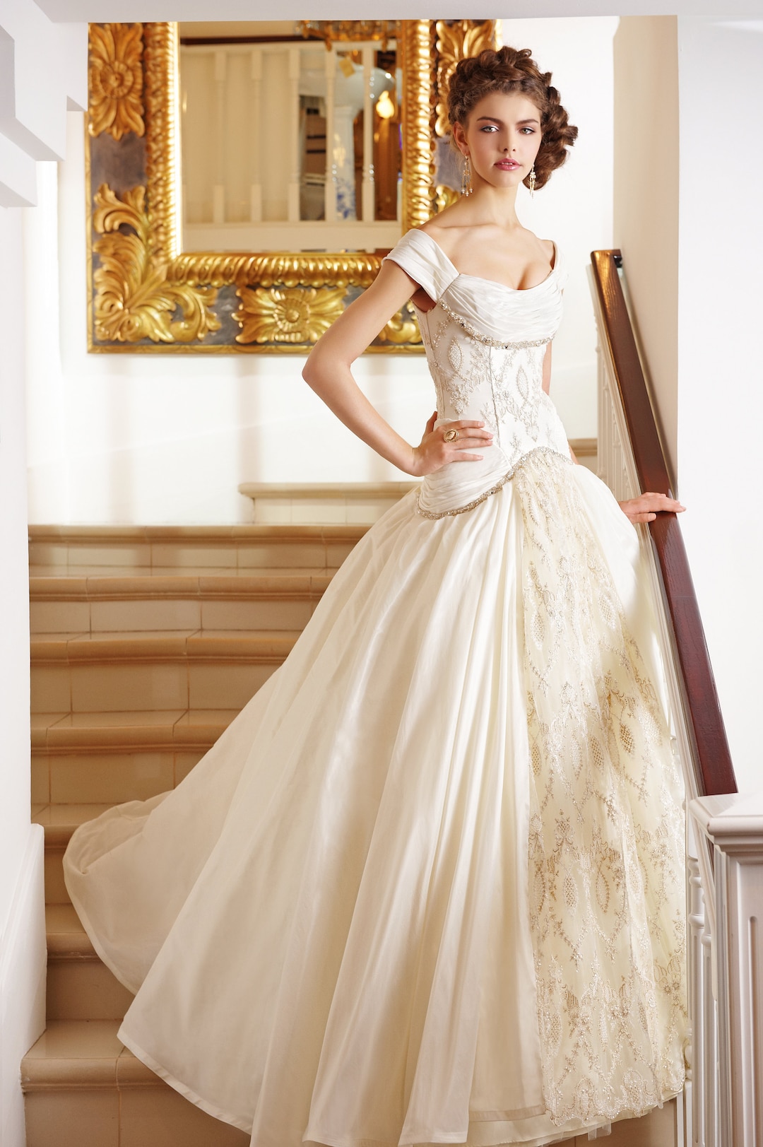 Champagne Gold Wedding Dress Bridal Gown Sample Sale Princess Style