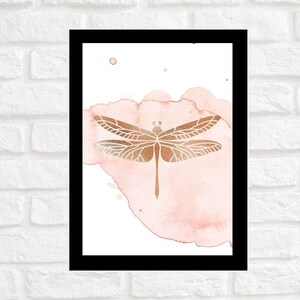 Geometric | Dragonfly | Watercolour | Wall Art | Digital Art Print | Blush Hues