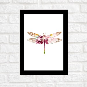 Botanical | Geometric | Floral | Dragonfly | Wall Art | Digital Art Print | Blush Hues