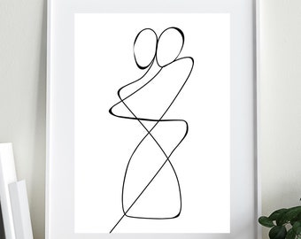 Lovers Line Art | Abstract Wall Print | Minimalist | Intimate | Romantic | Couple |  Line Art | Home Deco