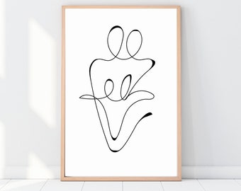 Familie van vier lijntekeningen | Familiekunst | Abstracte muurafdruk | Minimalistisch | Liefde | Lijntekeningen | Woondecoratie
