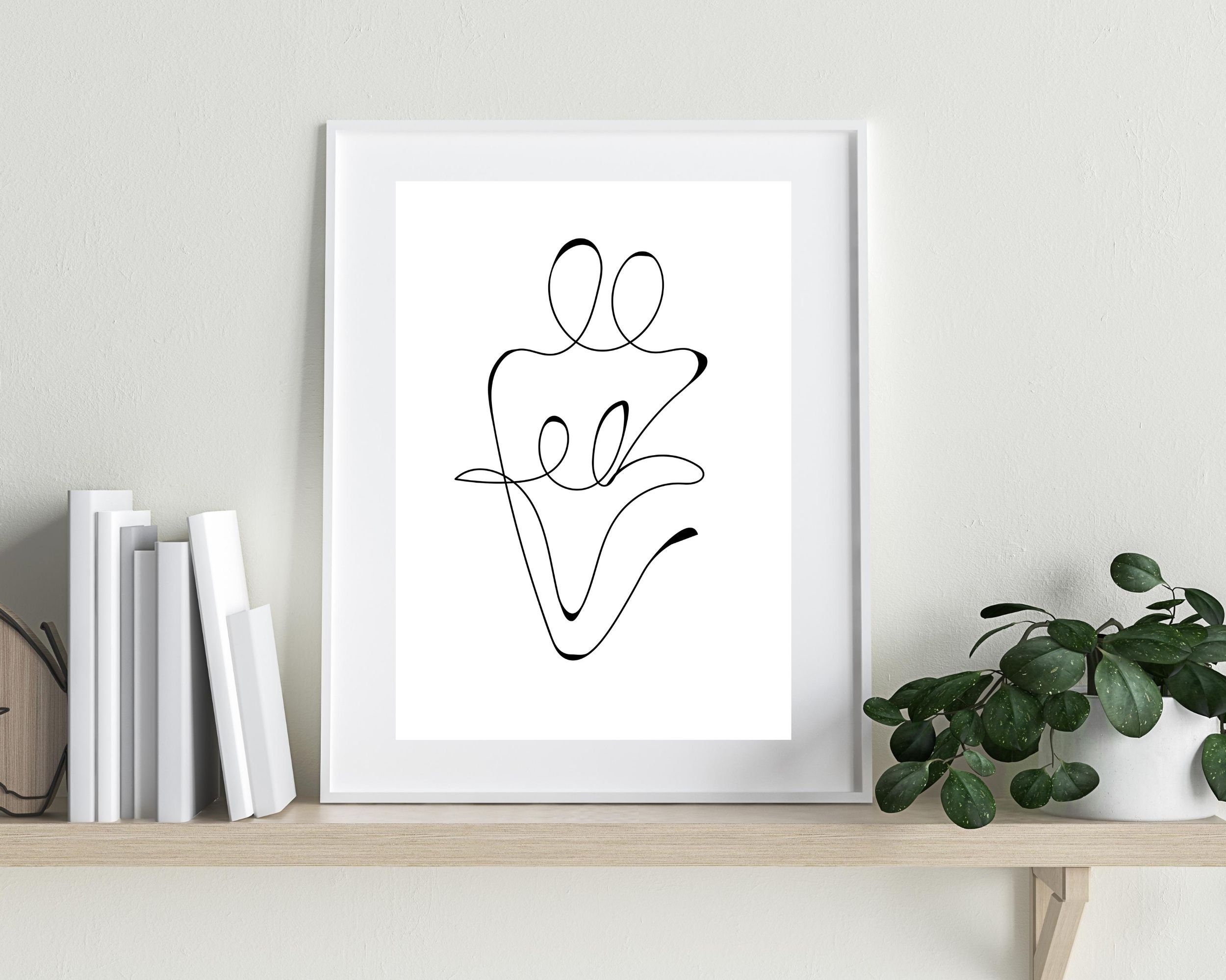 Family of Four Line Art Family Art Abstract Wall Print | Etsy